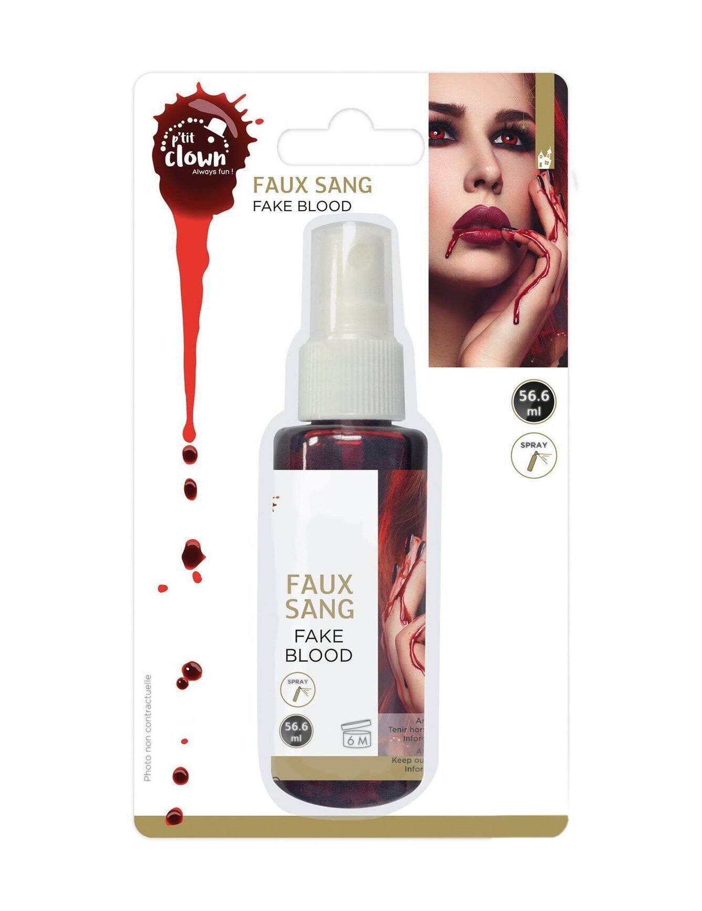 Faux sang en spray d'Halloween pour adulte rouge
