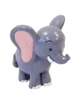 Figurină din rășină elefant decorativ safari pentru decorațiune gri cu urechi roz
