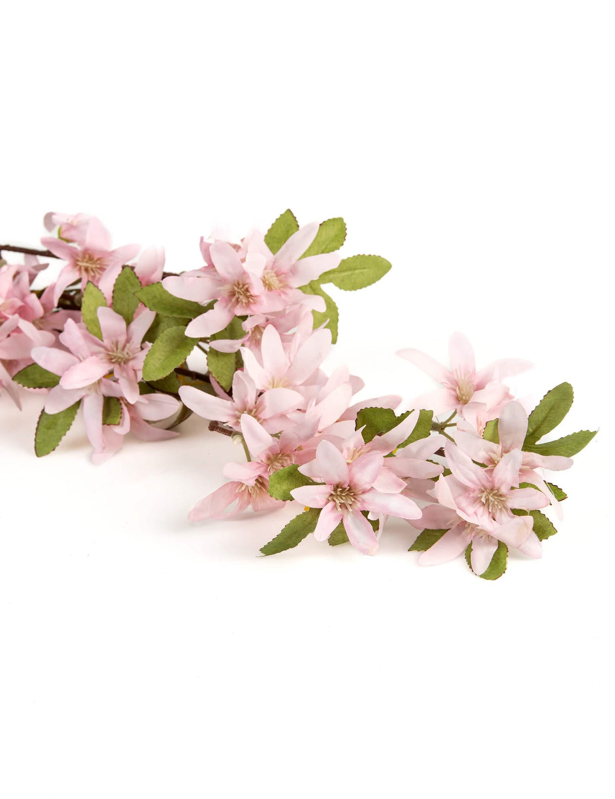 Detalii ale petalelor și ale frunzișului florilor artificiale de iasomie pentru nuntă