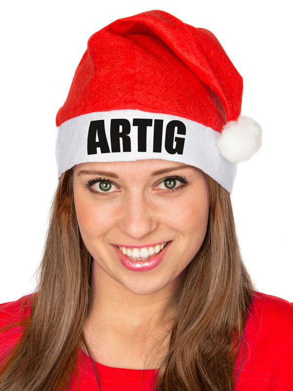 Căciulă amuzantă de Crăciun ARTIG, căciulă de Moș Crăciun roșu-alb