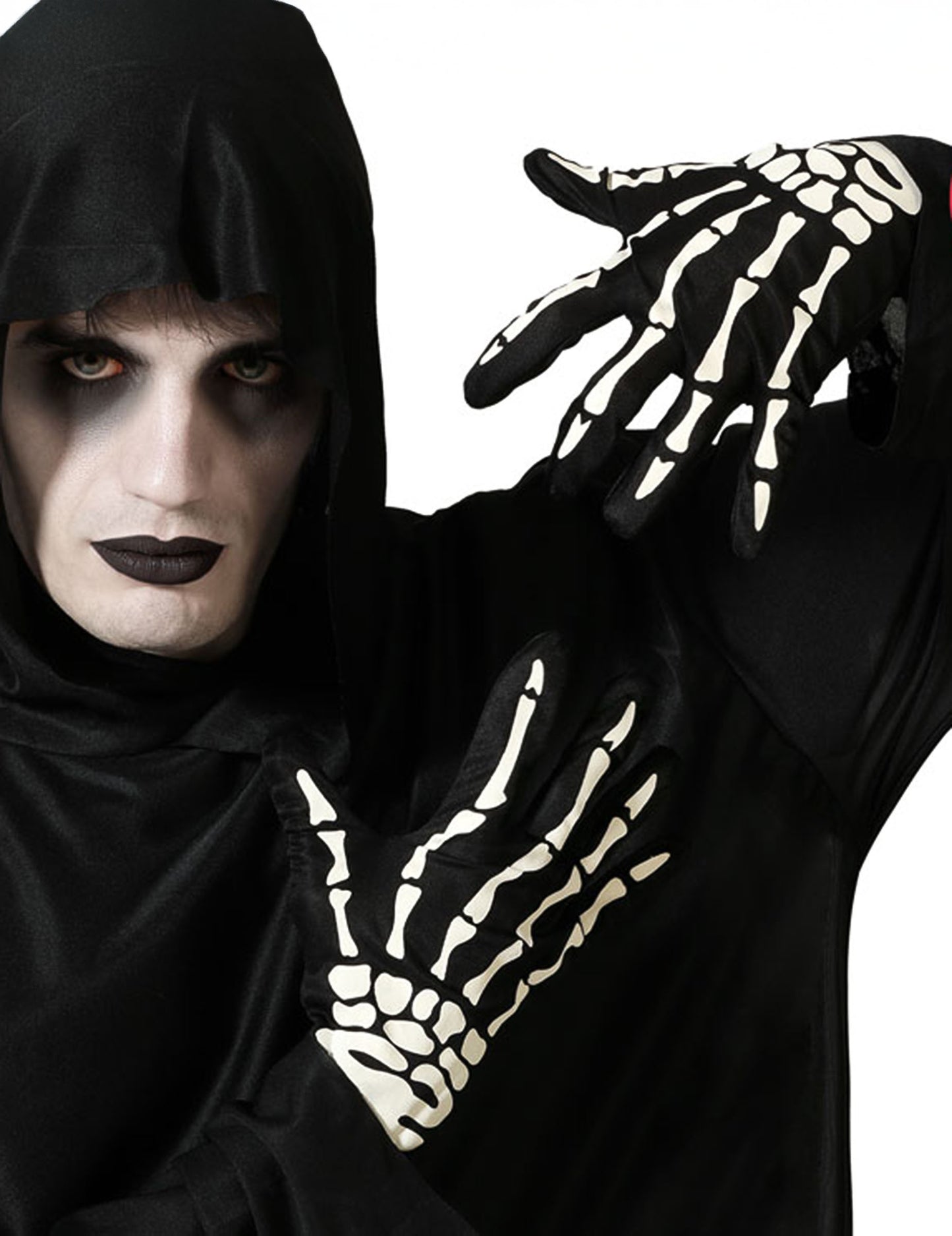 Mănuși mari de schelet alb -negru pentru adulți