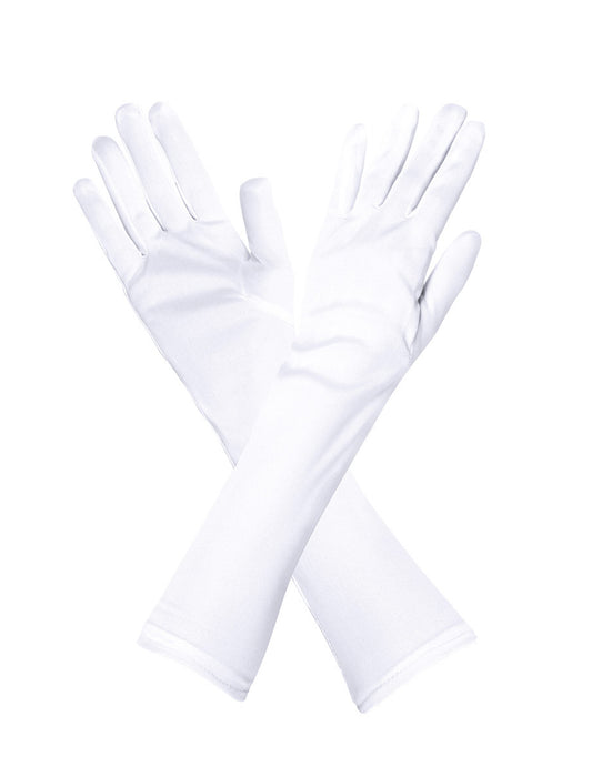 Vue croisée des gants longs pour adulte blancs
