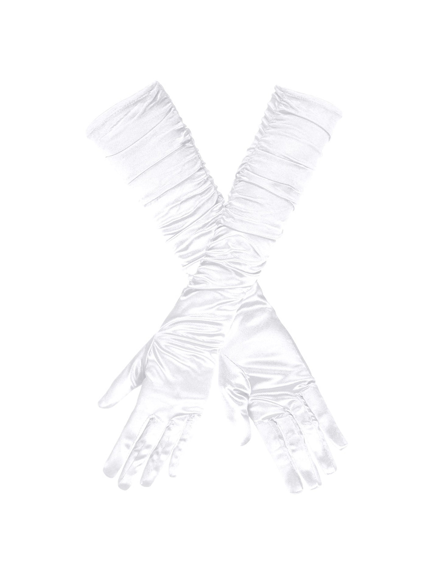 Mănuși lungi din satin alb pentru femei