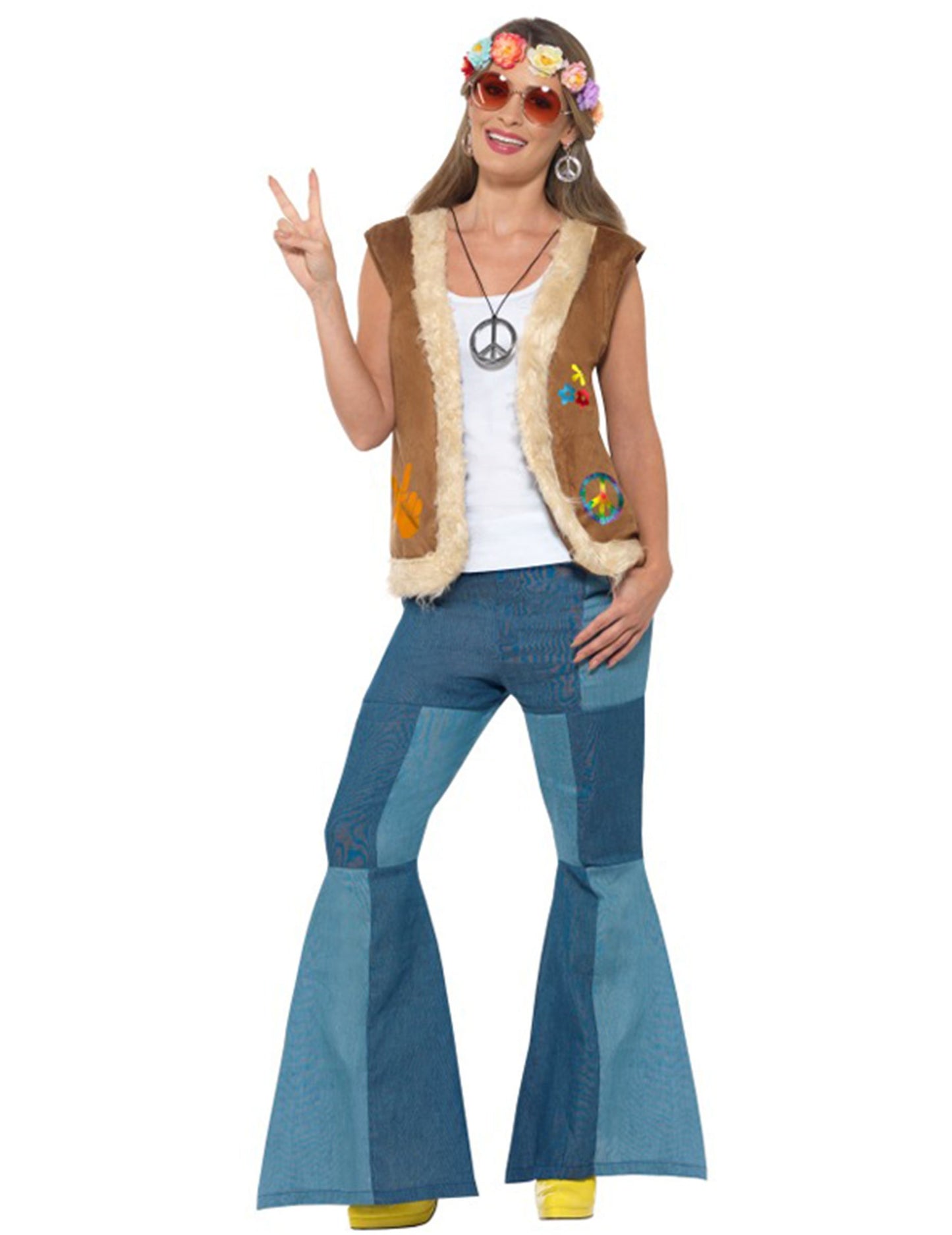 Vestă hippie cu blană pentru adulți