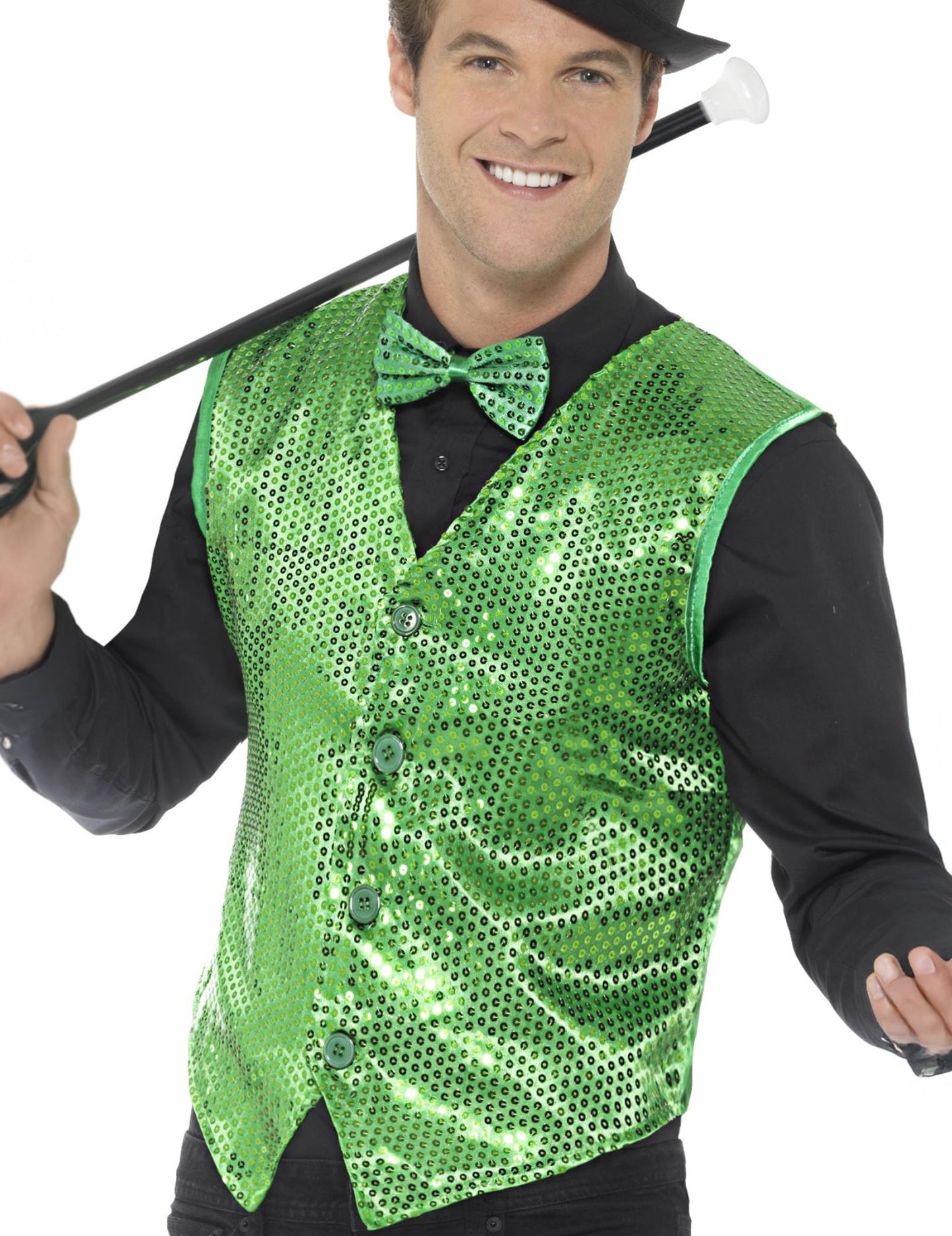 Vestă verde cu paiete adulte