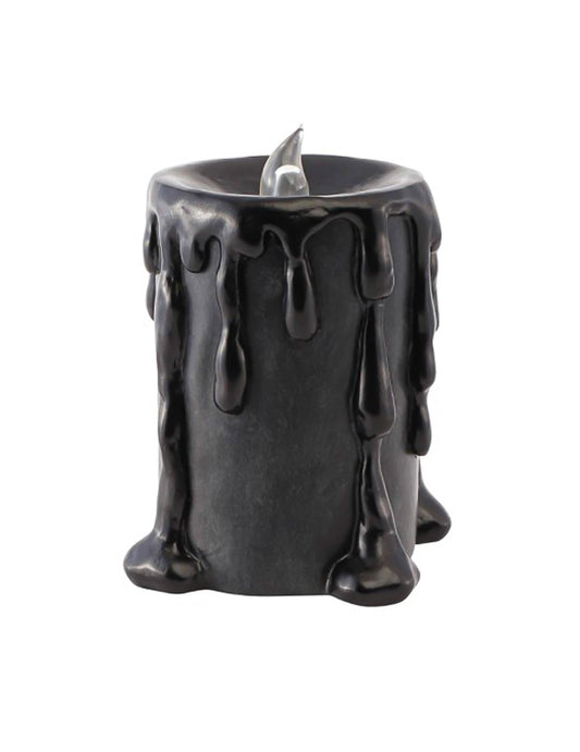 Grande bougie décorative en résine noire avec LED 10 x 8,5 x 12 cm