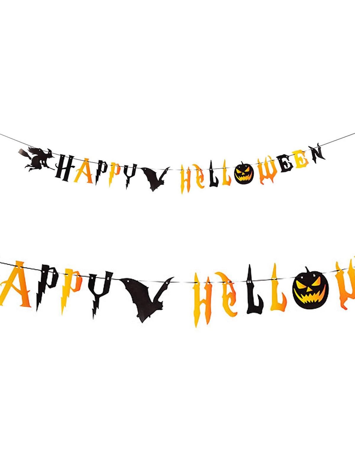 Ghirlandă halloween fericit înfricoșătoare pentru petrecere portocalie și neagră cu vrăjitoare și dovleac