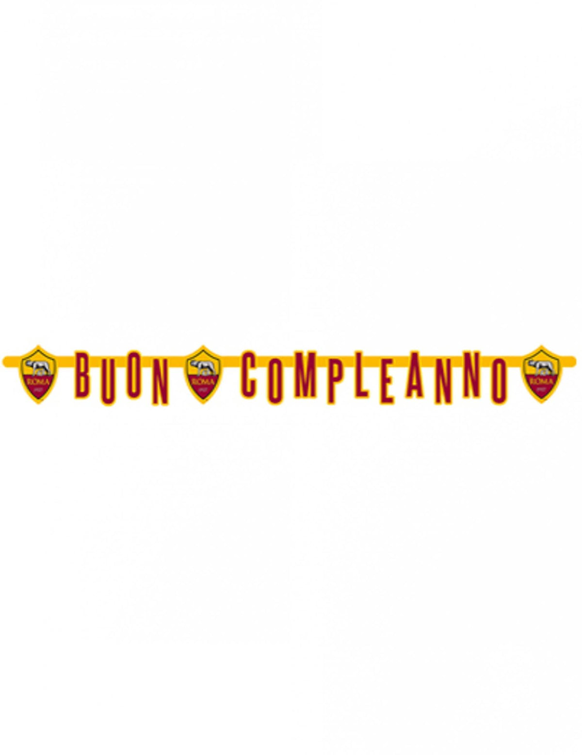 Ghirlandă din carton buon compleanno Roma™ pentru aniversare roșu și galben