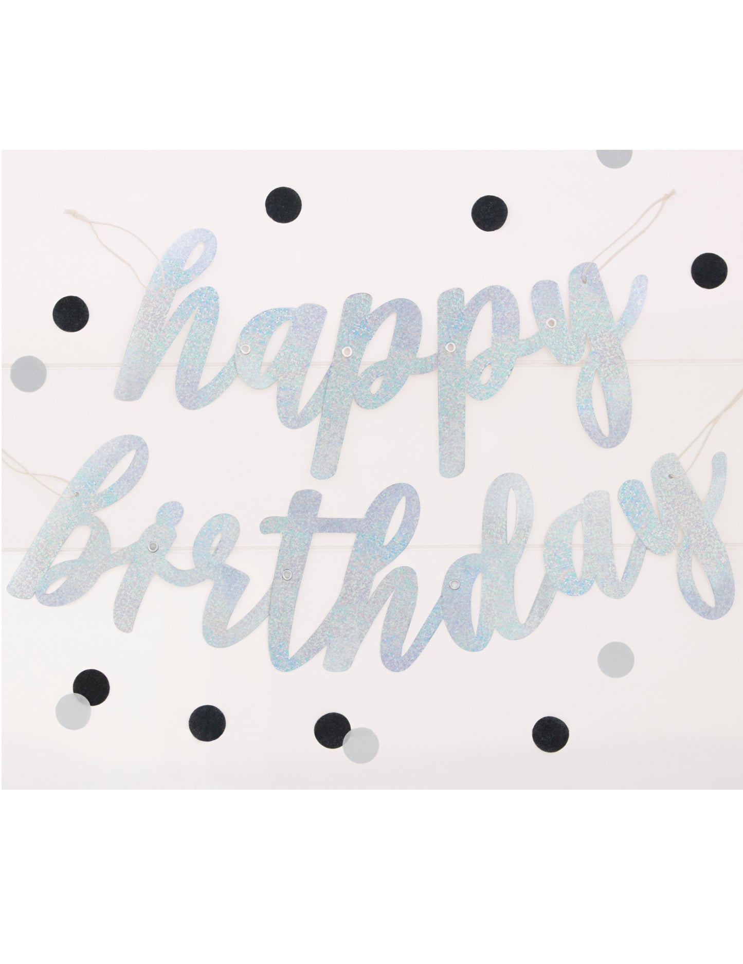 Guirlande en carton Happy Birthday pour anniversaire argenté pailleté