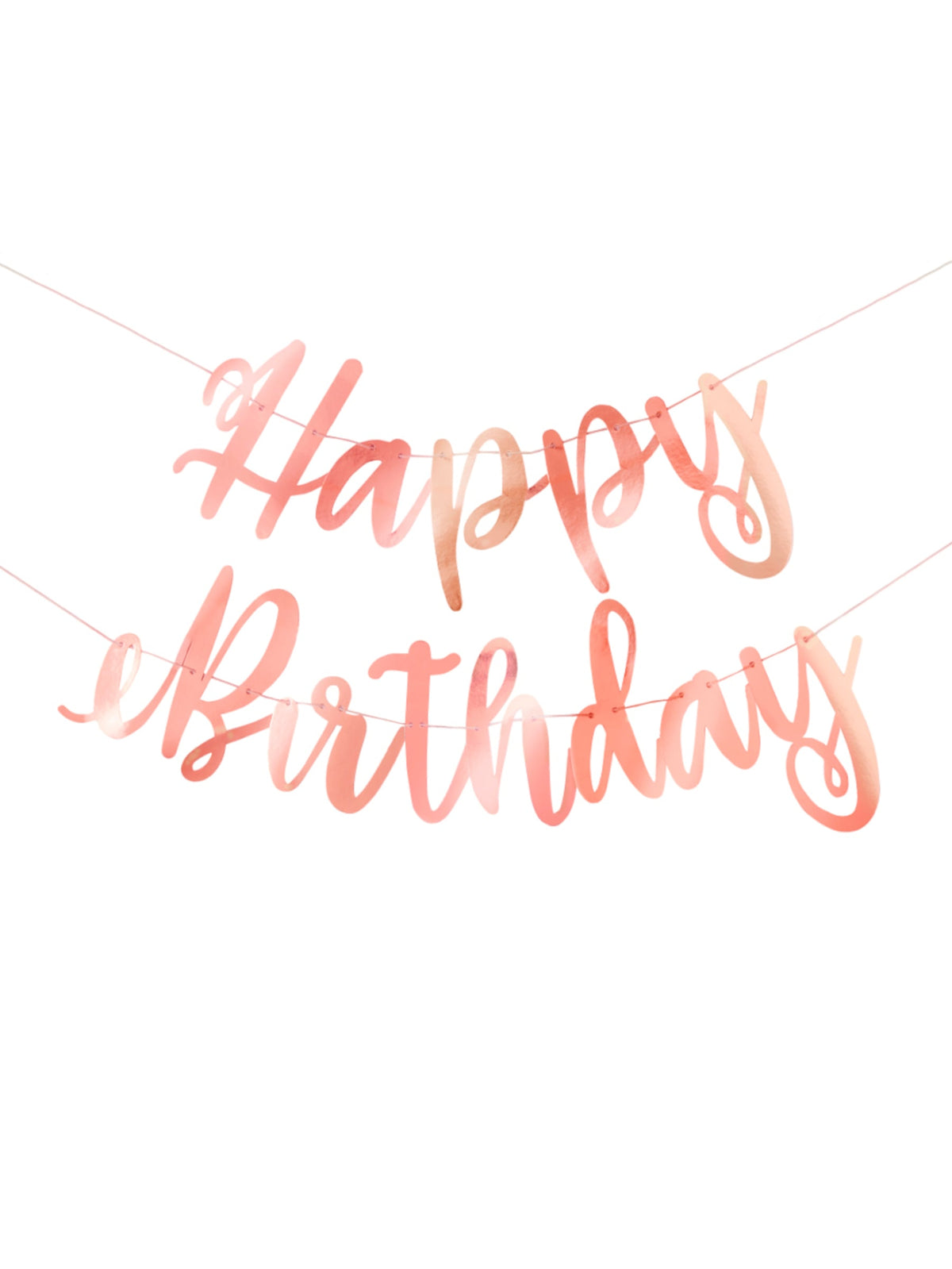 Ghirlandă din carton happy birthday pentru aniversare auriu roz metalizat