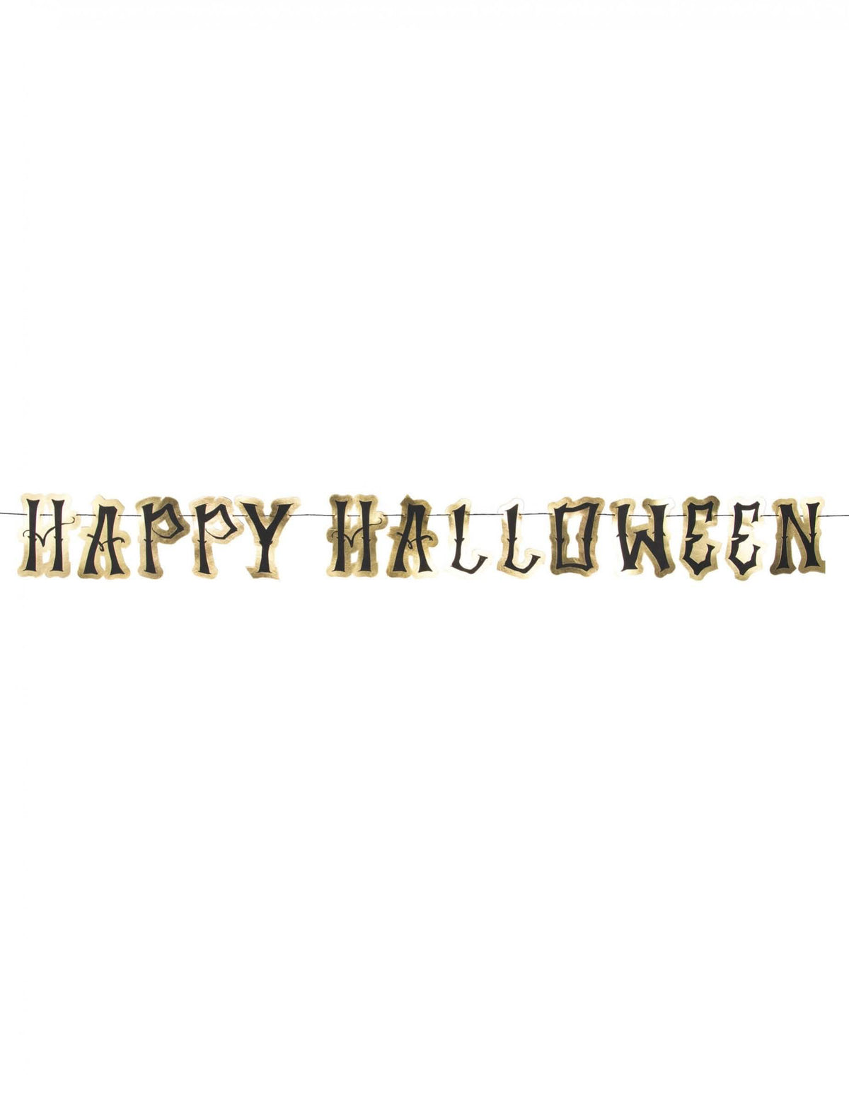 Guirlande en carton happy Halloween pour fête noire et or avec lettres