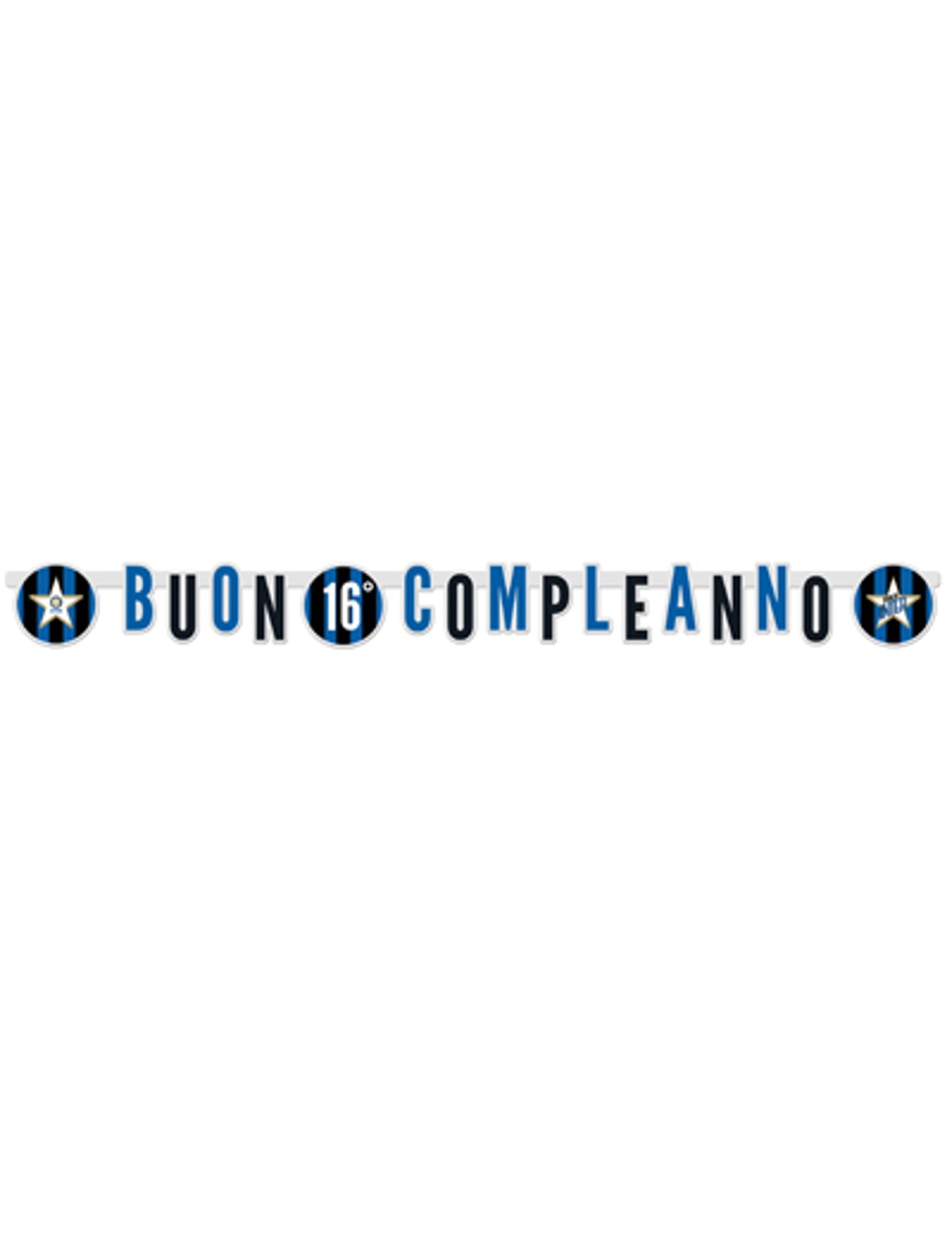 Guirlande en carton personnalisable Buon Compleanno Inter pour anniversaire bleu et noir