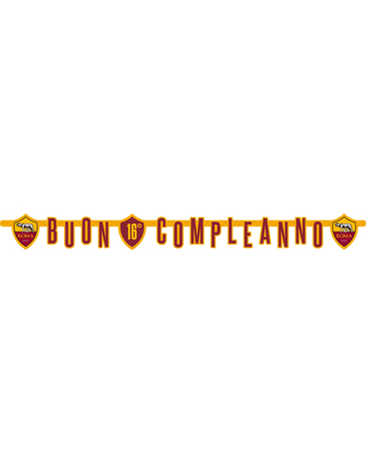Guirlande en carton buon compleanno Roma™ officielle pour anniversaire rouge et jaune