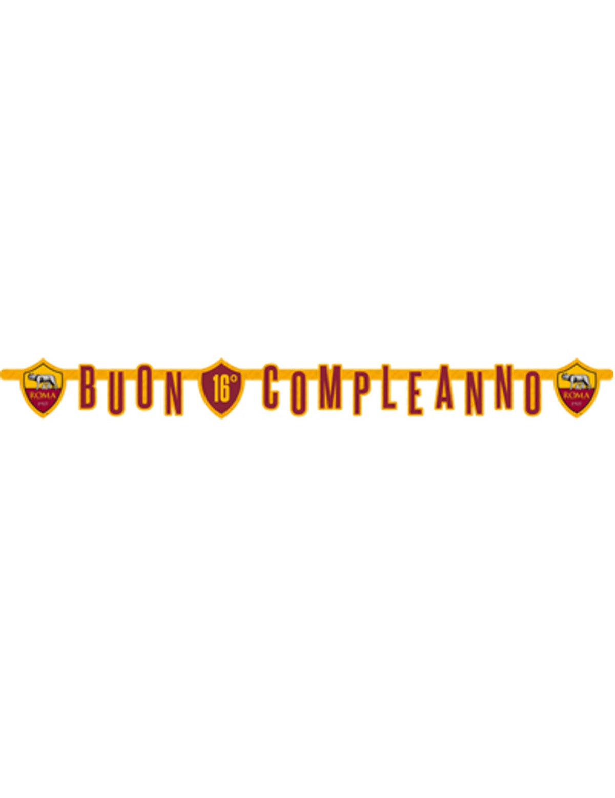 Ghirlandă din carton buon compleanno Roma™ oficială pentru aniversare roșu și galben