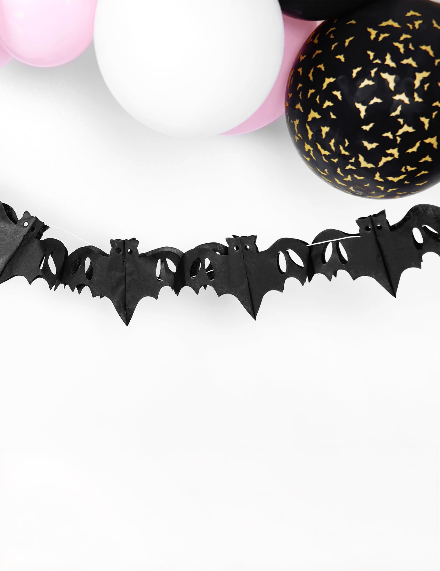 Ghirlandă de Halloween din hârtie neagră cu lilieci de 4 m