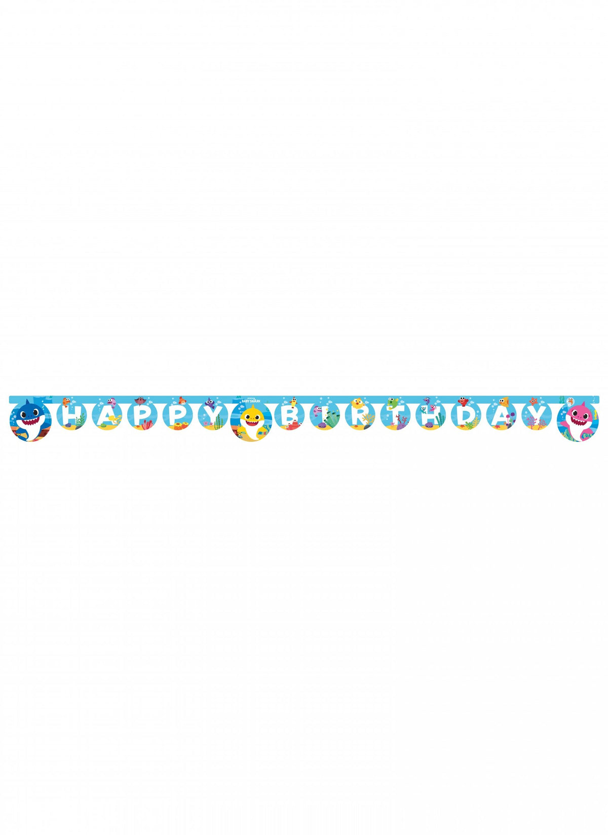 Vue d'ensemble de la guirlande en papier Happy Birthday Baby Shark