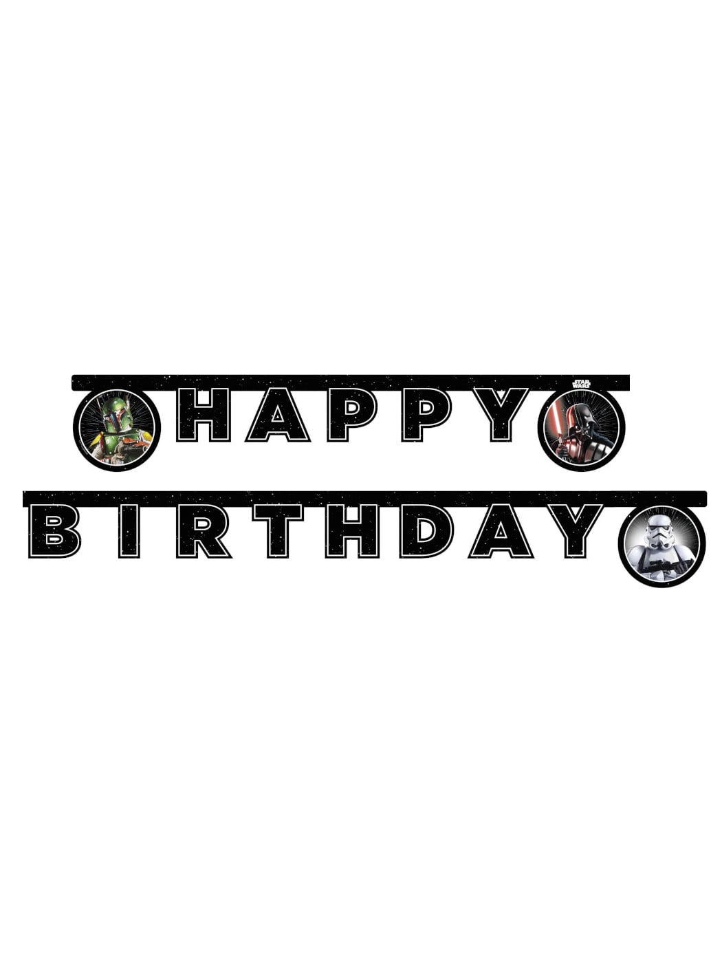 Guirlande en carton Happy Birthday Star Wars Galaxy pour anniversaire noire