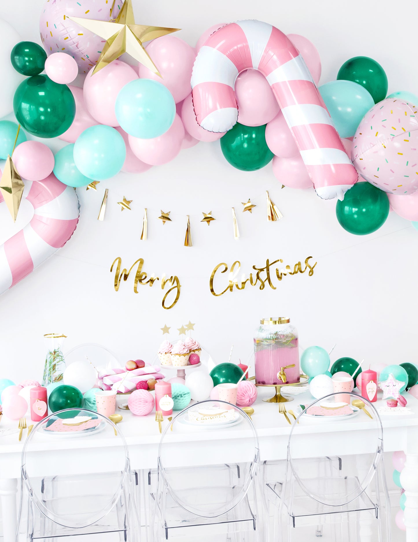 Ghirlandă de hârtie cu ciucuri aurii și stea de asamblat