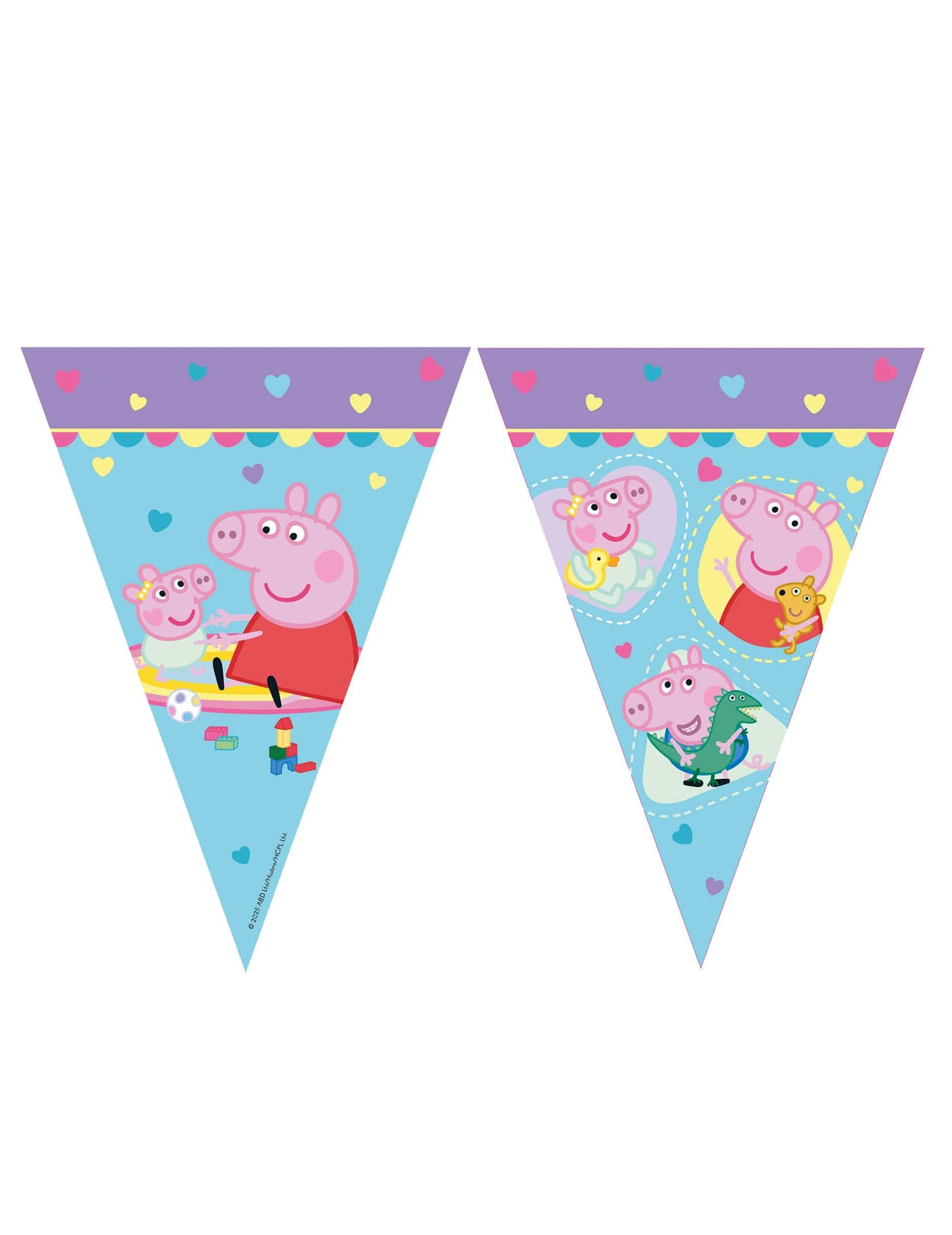 Ghirlandă de fanioane Peppa Pig pentru copil, albastră, cu motive Peppa și George Pig