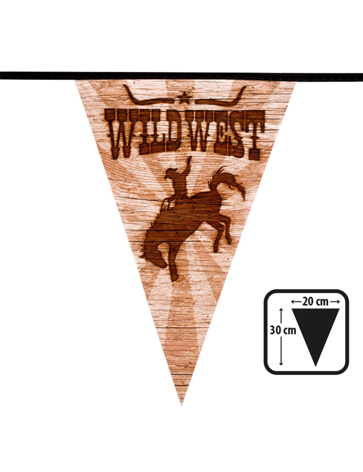Dimensiunile unui fanion al ghirlandei cu fanioane western Wild West