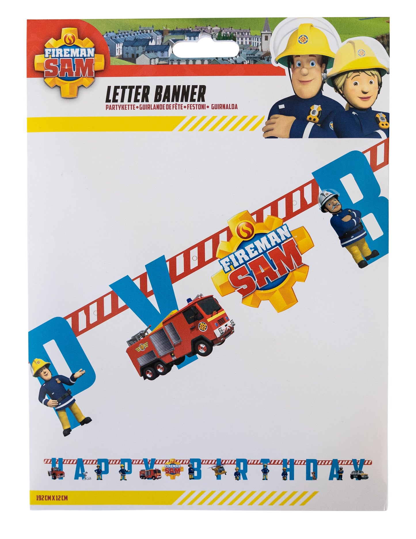 Ghirlandă de hârtie cu mesajul „La mulți ani de la Fireman Sam™”, 180 de bucăți cm