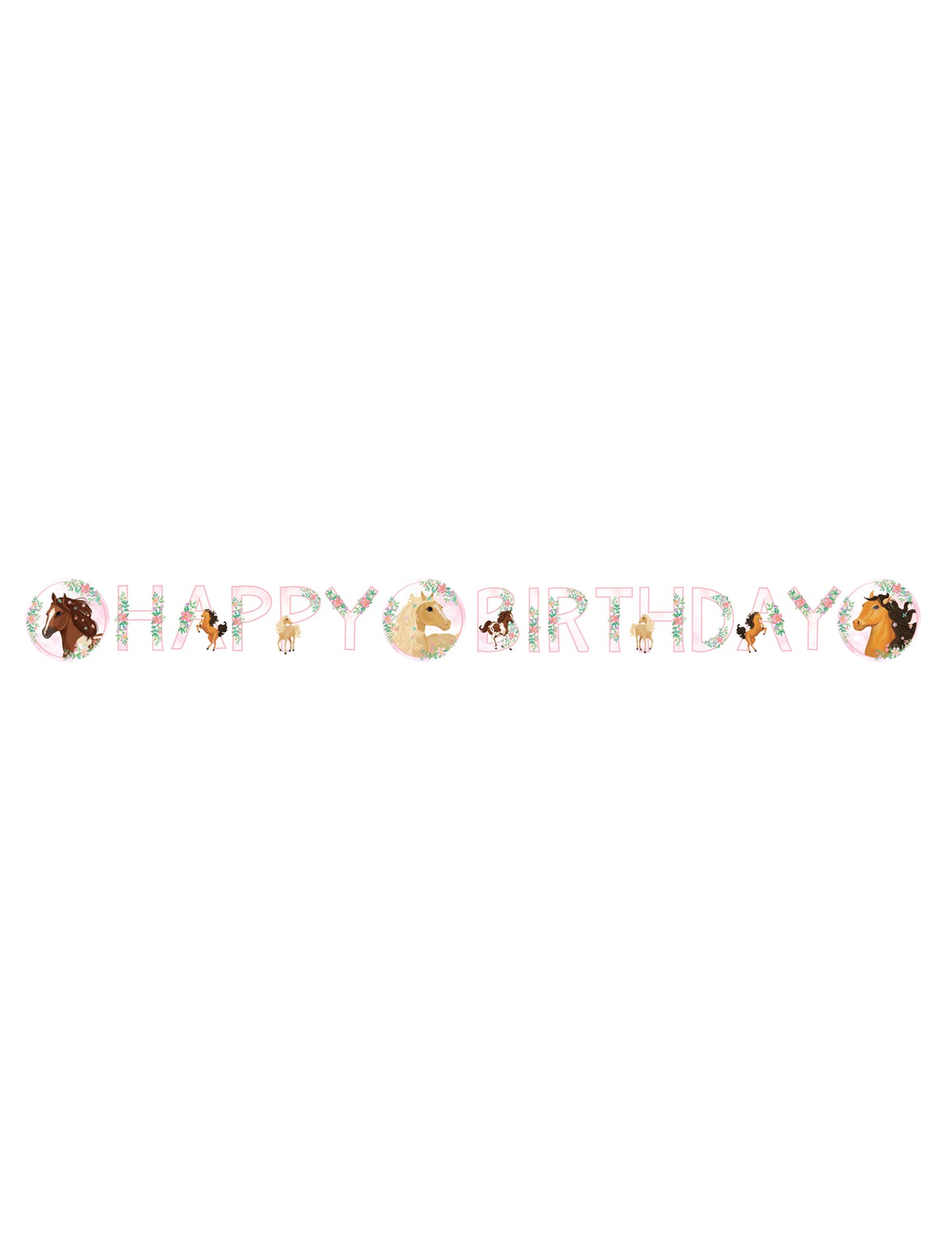 Guirlande happy birthday joli cheval 140 x 15 cm en carton