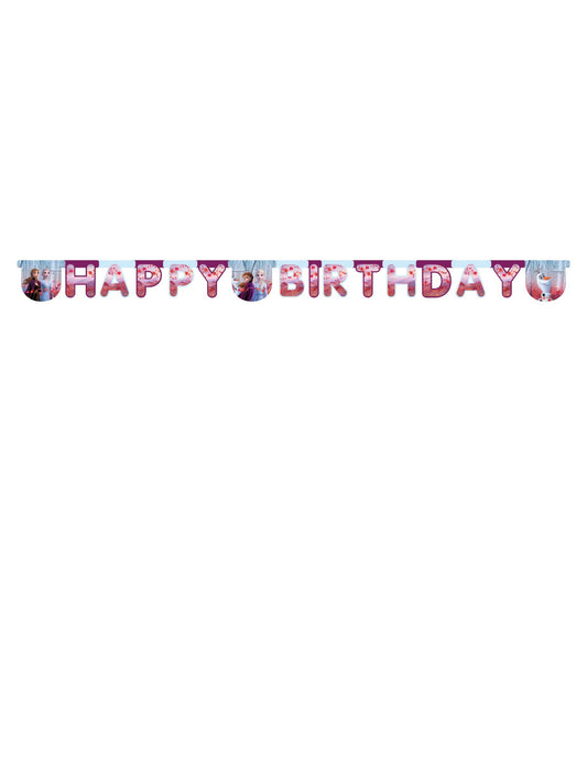 Vue d'ensemble de la guirlande happy birthday La Reine des Neiges 2