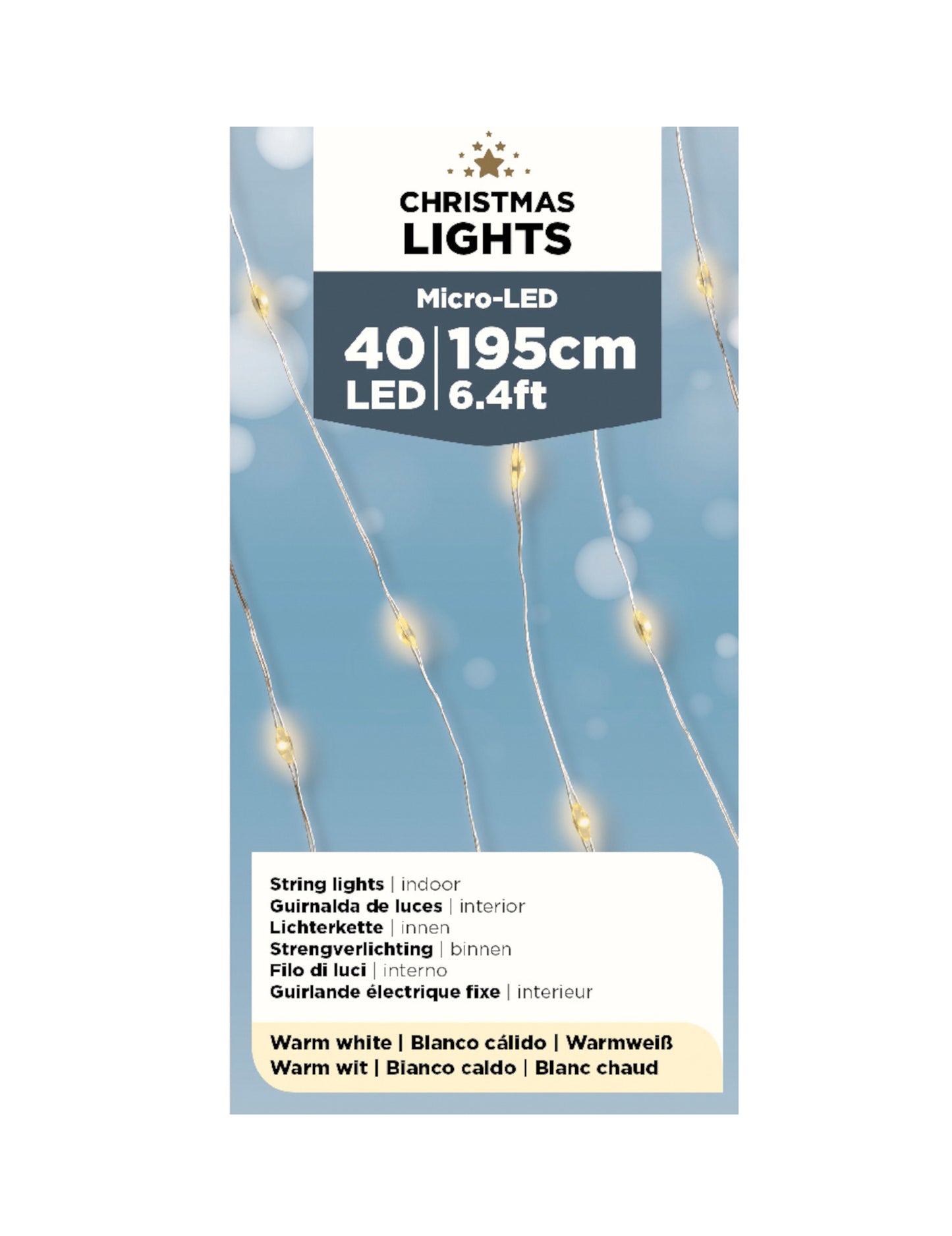 Ghirland luminos pentru interior alb cald 40 LED 195 cm