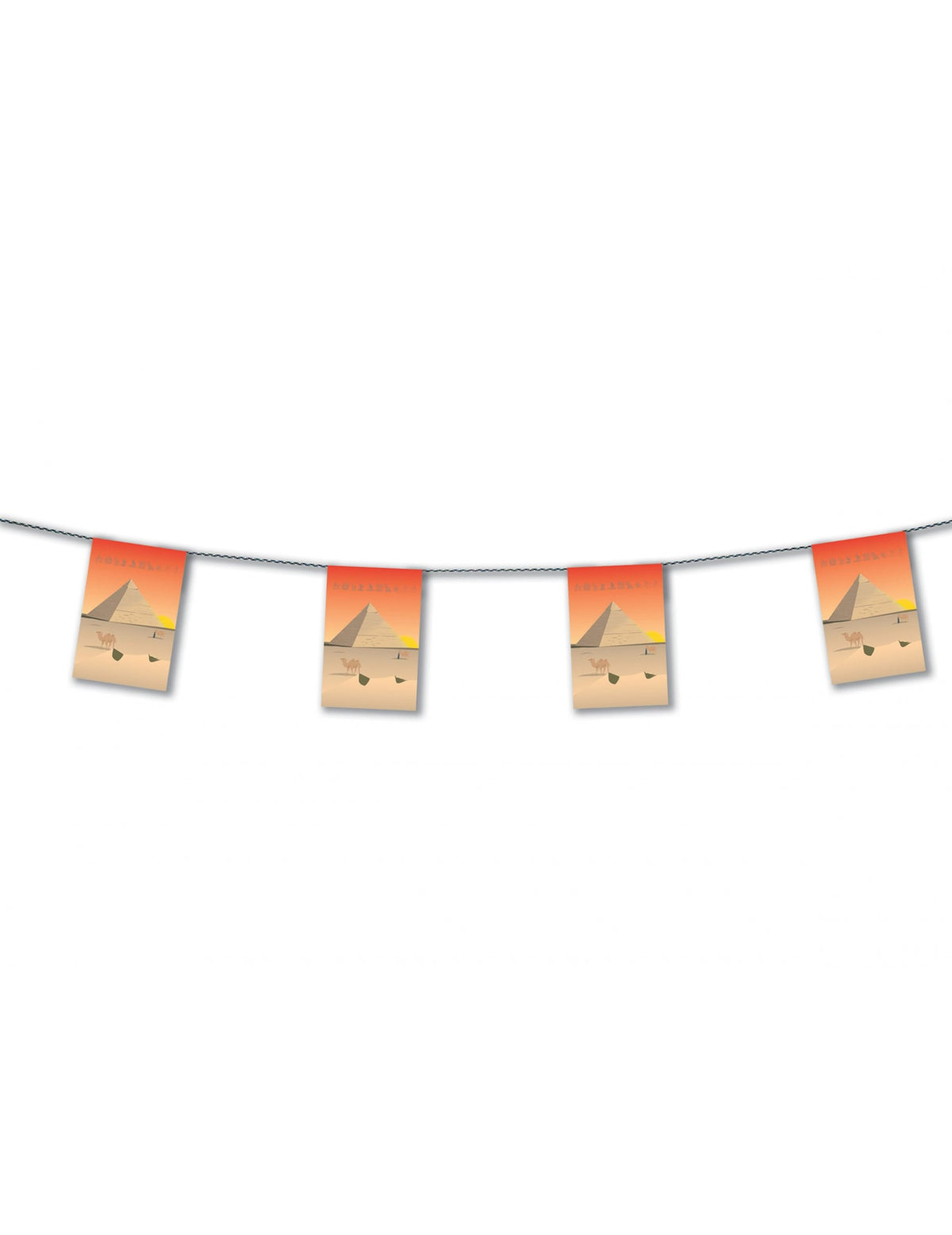 Guirlande papier Egypte pour décoration orange et beige avec pyramides