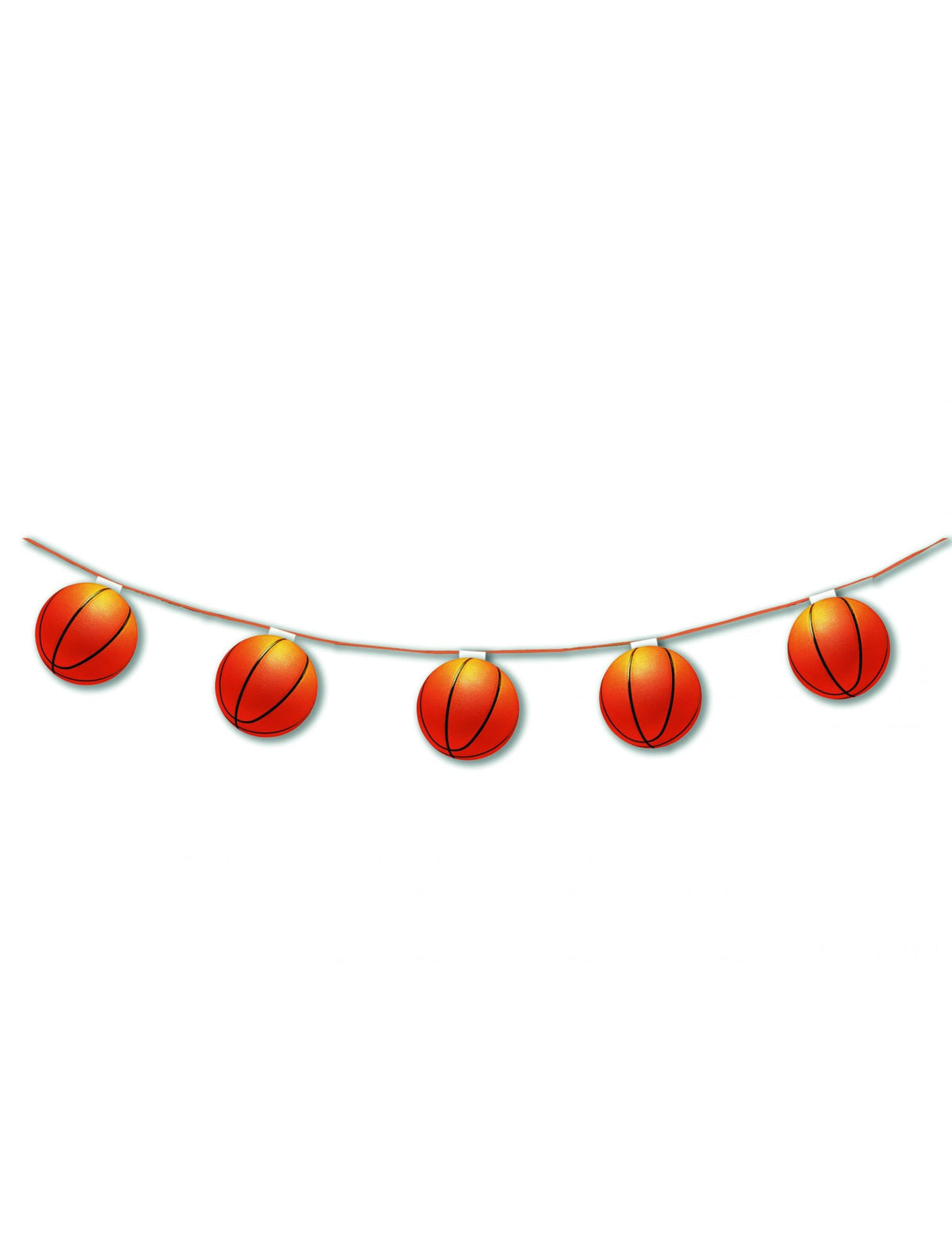 Guirlande papier ignifugé ballons de basket pour décoration orange et noir