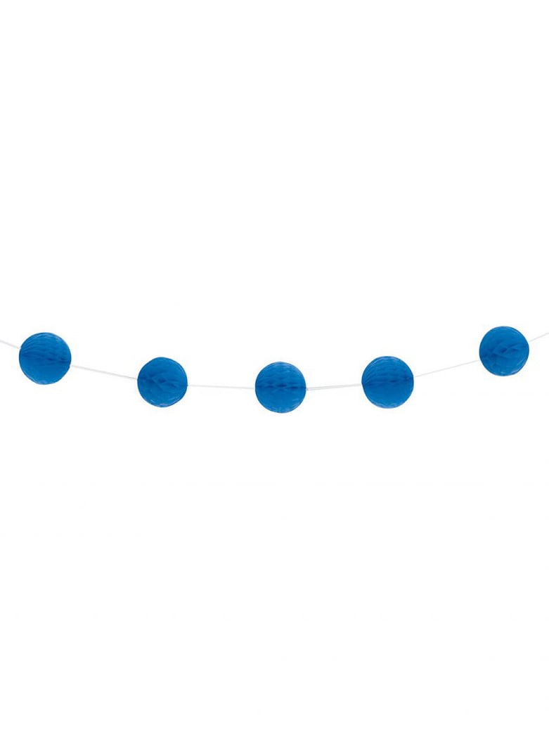 Ghirlandă cu bile din hârtie fagure, albastru închis, 2,13 m