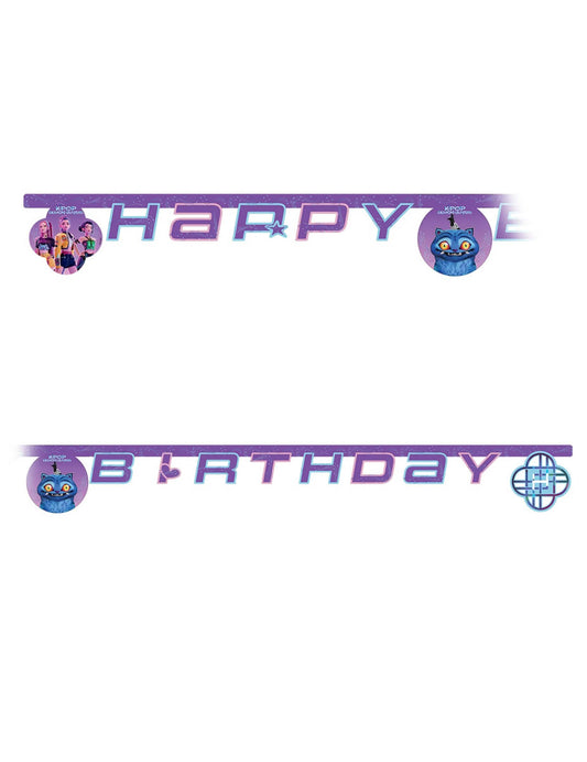 Ghirlandă Happy Birthday din carton K-pop Demon Hunters™ 2m