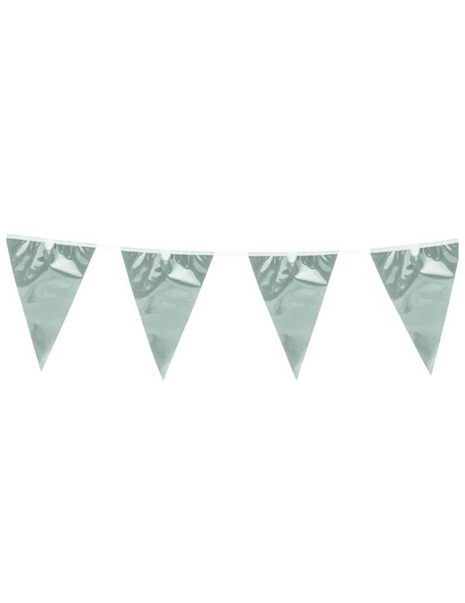 Guirlande à fanions argentés pour décoration de fête argent métallisé
