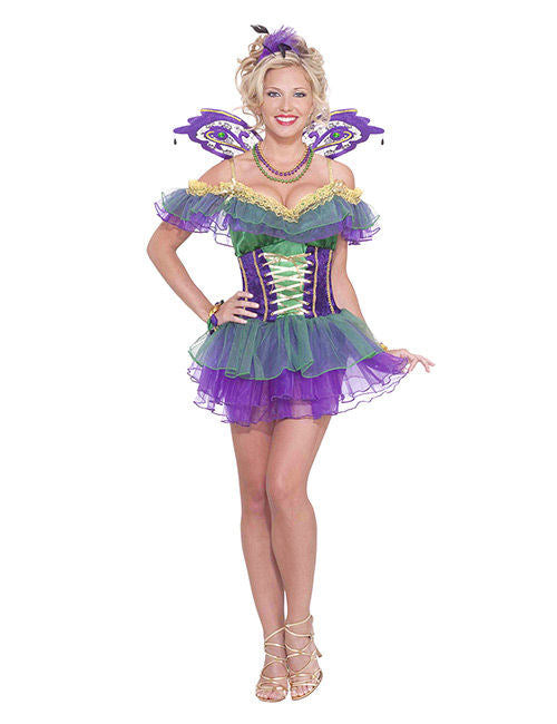 Costum de Zână Harlequin pentru femei, basm mov-verde