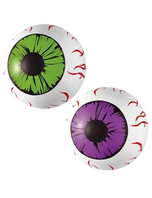 Ochi gonflabili halloween pentru decorațiuni, alb cu iris verde și mov