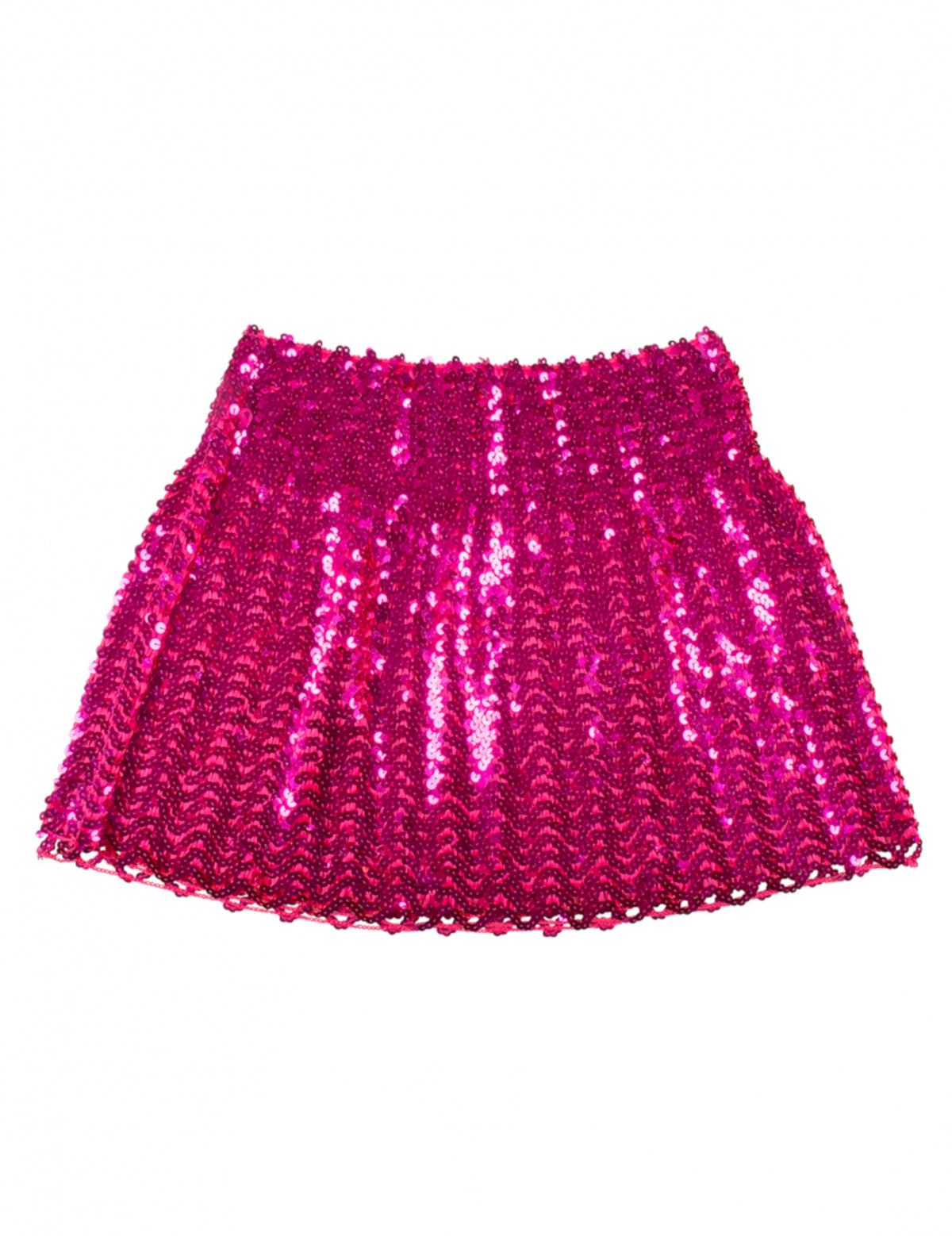 Vue de face à plat de la jupe à sequins pour femme fuschia