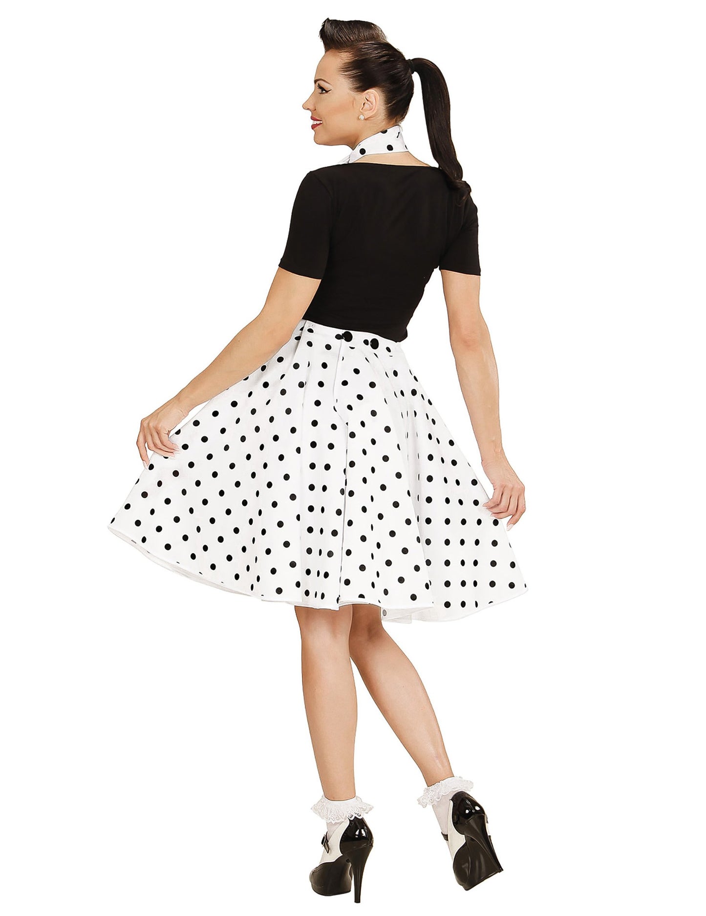 Fustă albă și eșarfă pentru femeia din anii 1950