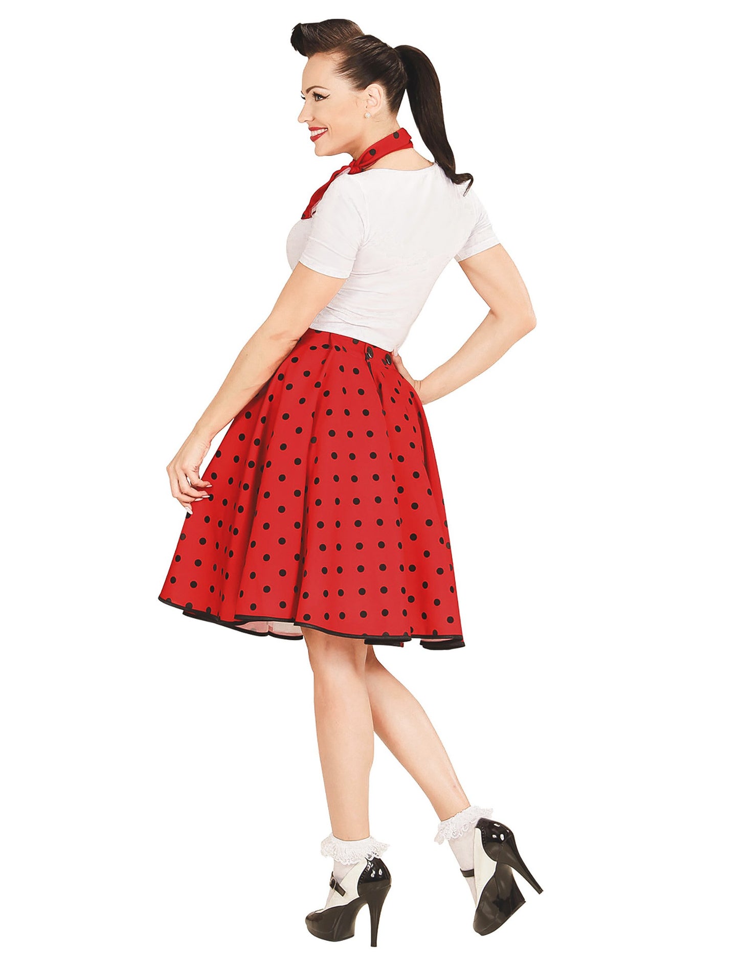 50 -50 -50 -50 -Fusta de mazăre roșie a femeilor și eșarfă