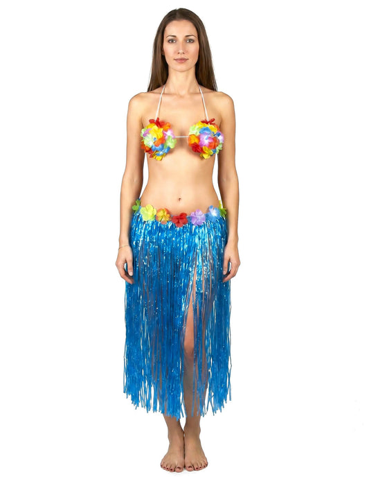 Fustă hawaiană lungă adult albastru