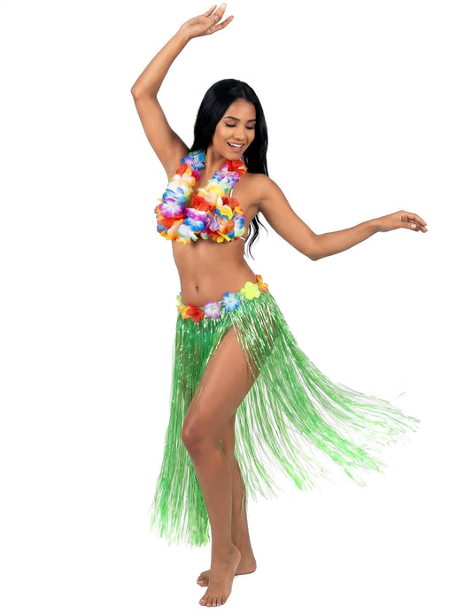 Fustă hawaiană lungă adult verde