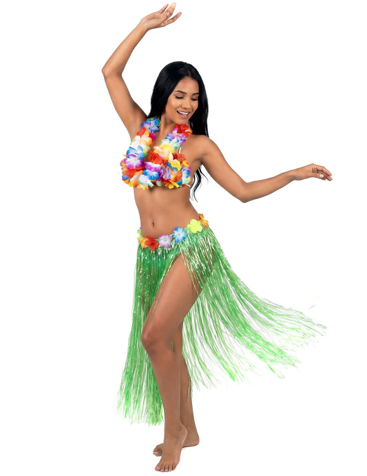 Jupe hawaïenne longue verte adulte