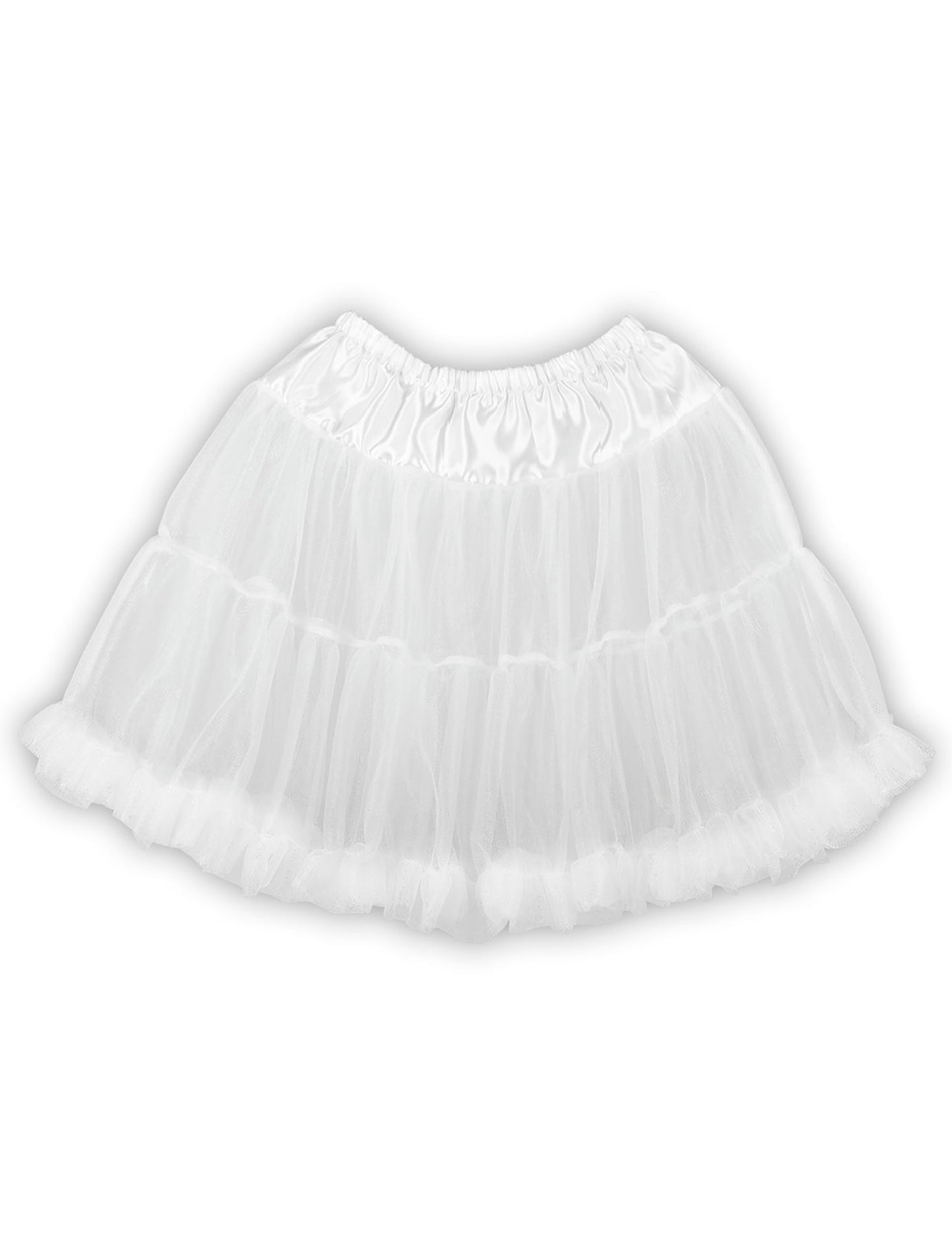 Vue d'ensemble à plat du jupon mi-long pour femme blanc