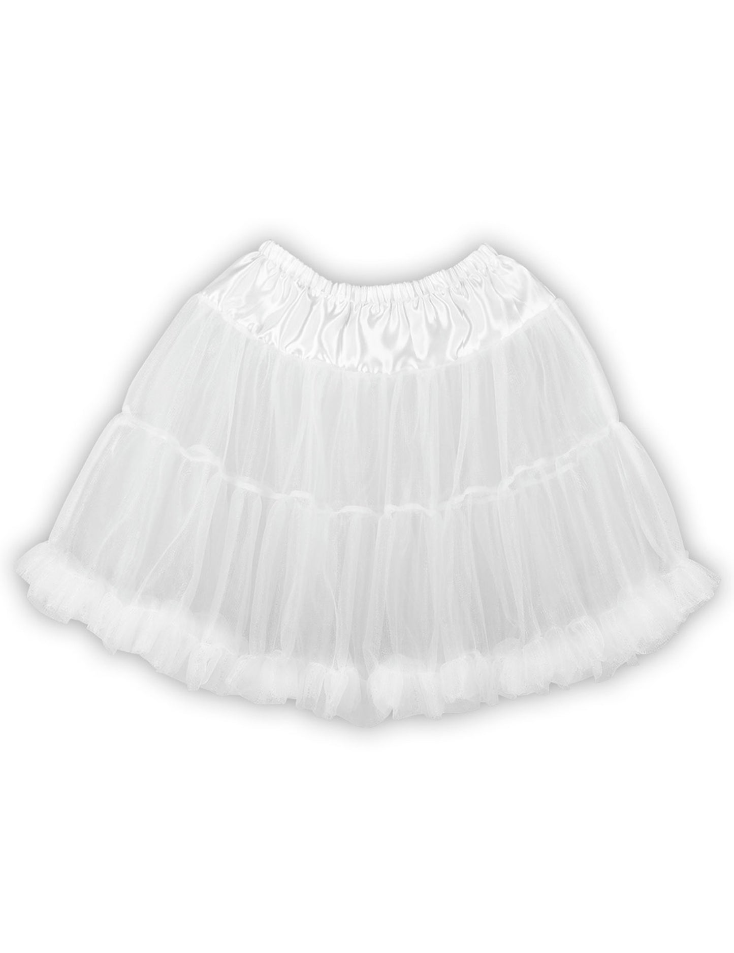 Vue d'ensemble à plat du jupon mi-long pour femme blanc