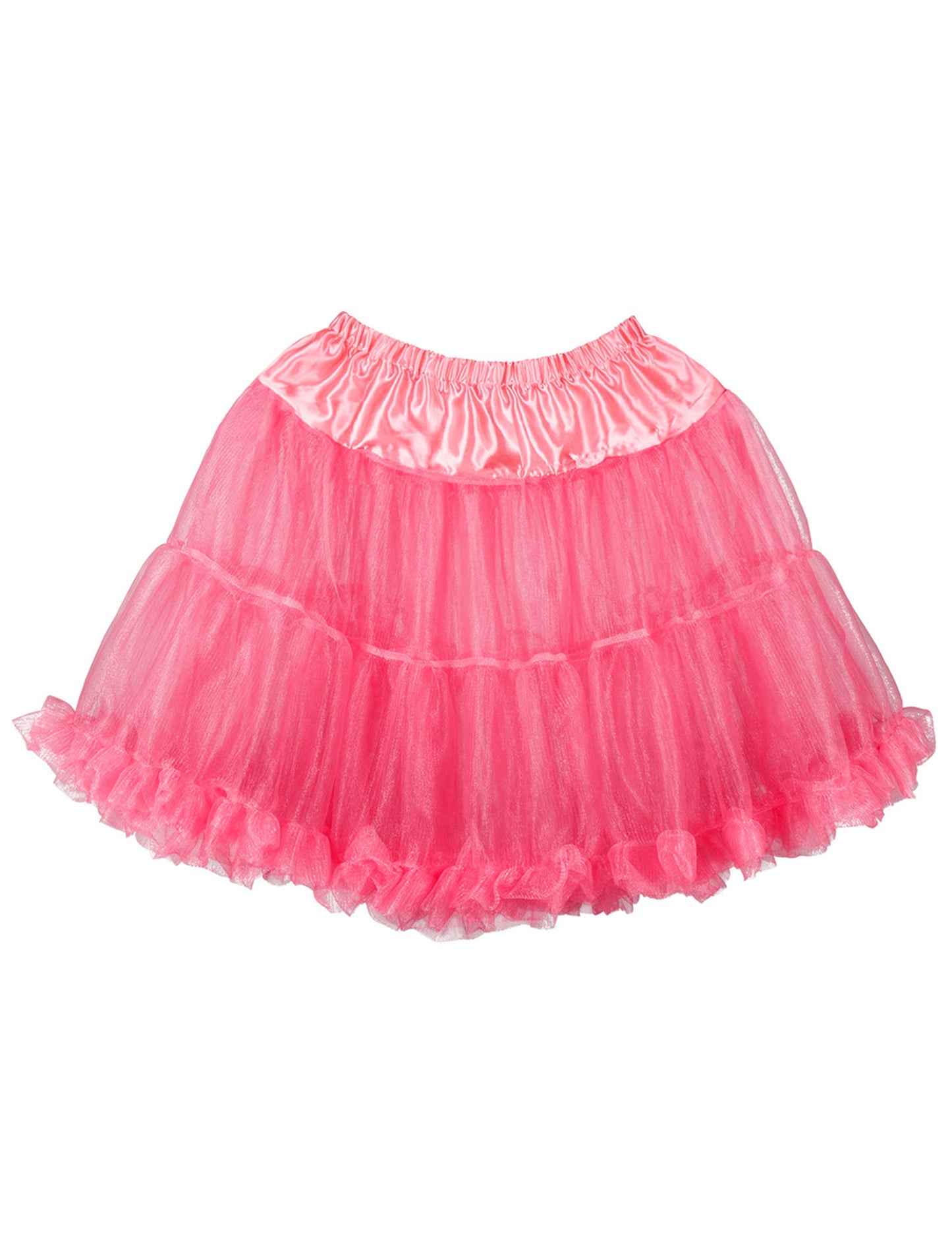 Vue à plat du jupon mi-long rose pour femme