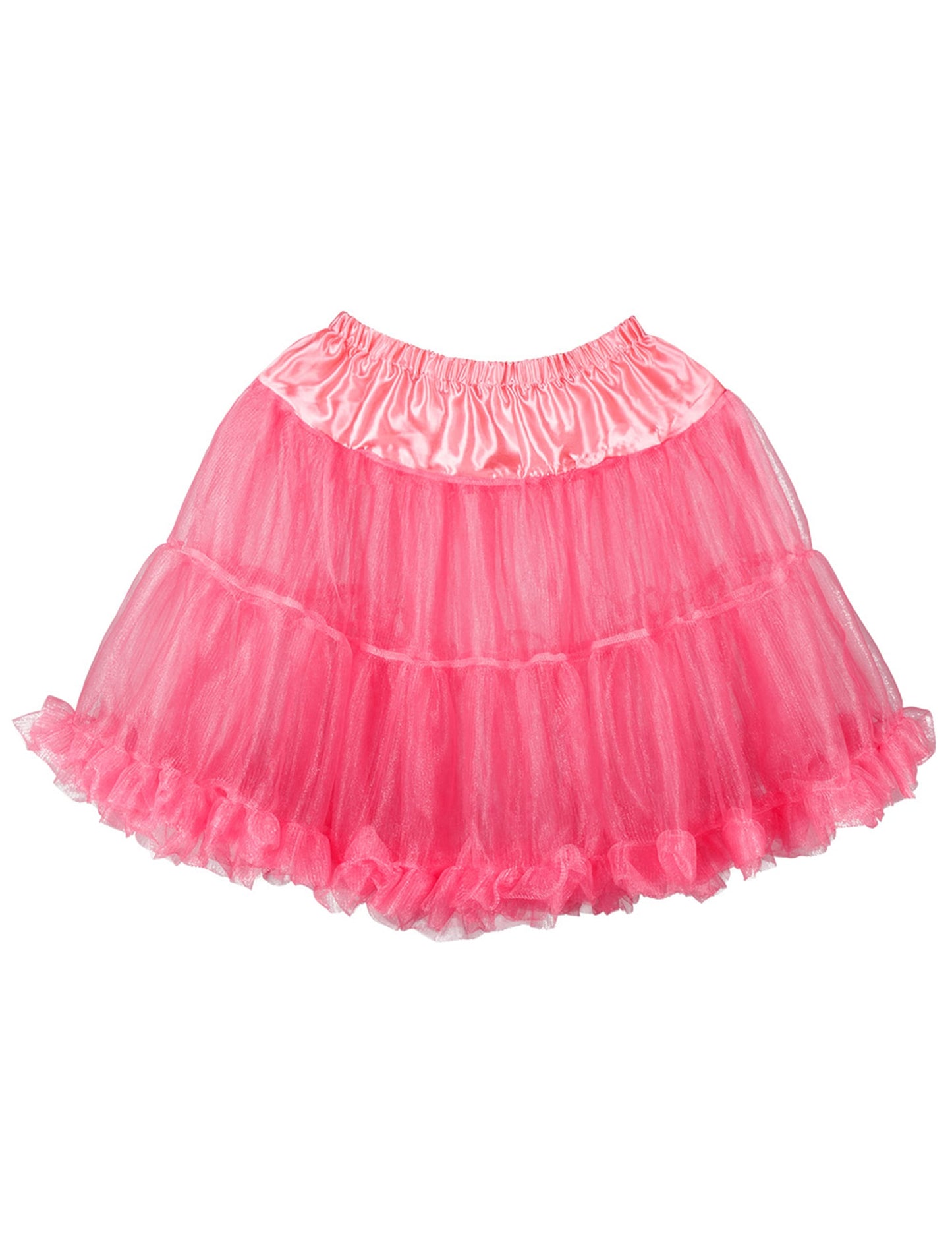 Vue à plat du jupon mi-long rose pour femme