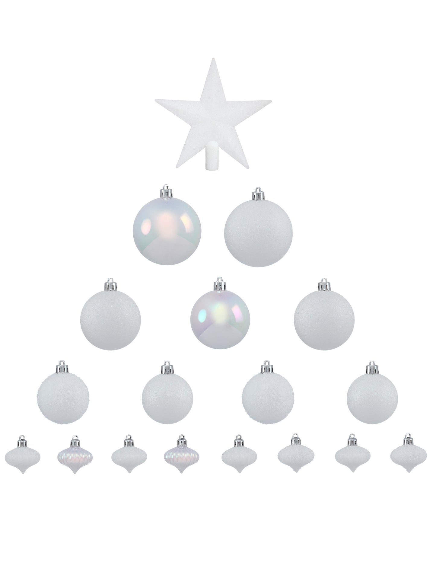 Set de decorațiuni cu brad alb de 18 camere