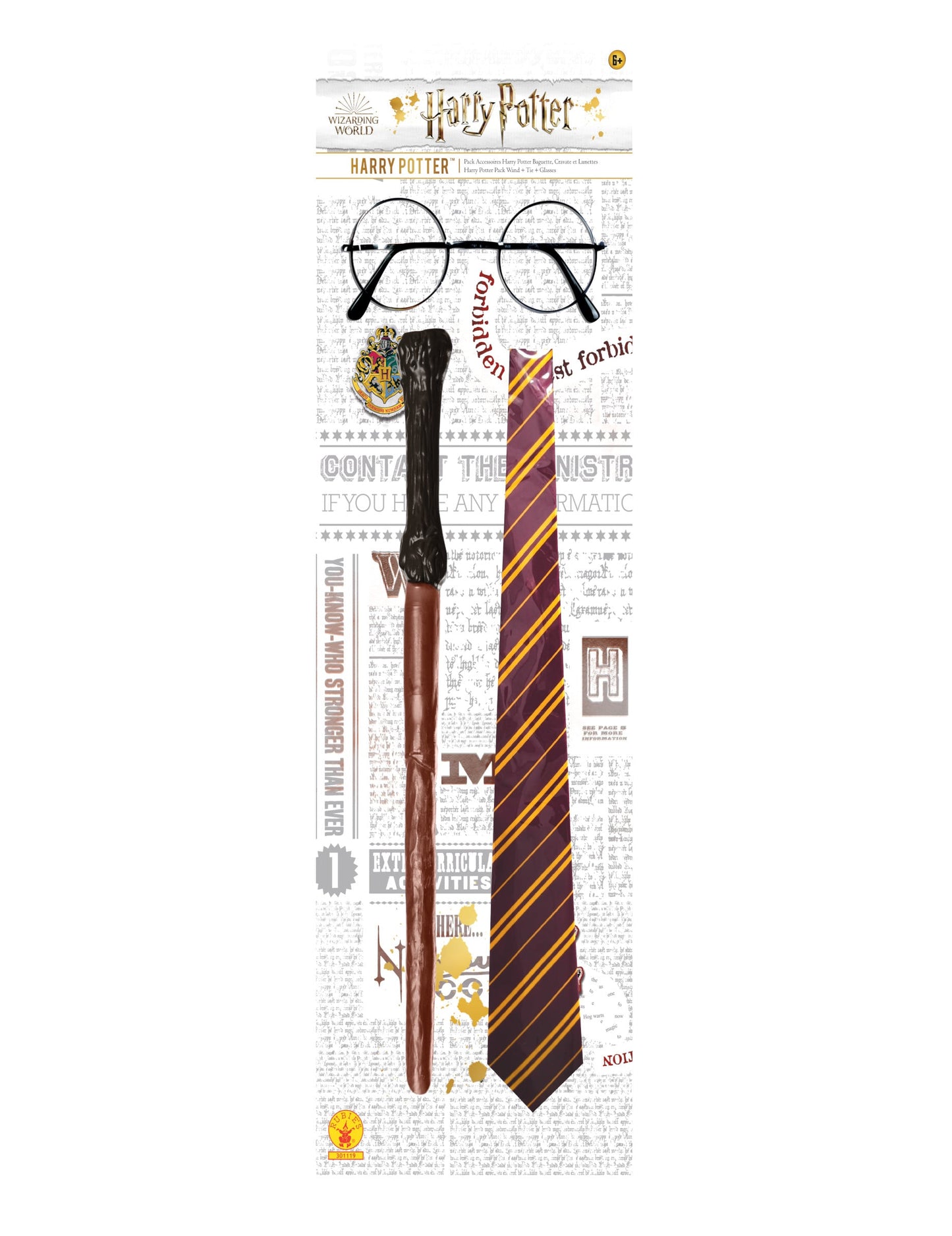 Kit d'accessoires Harry Potter pour enfant avec baguette lunettes et cravate