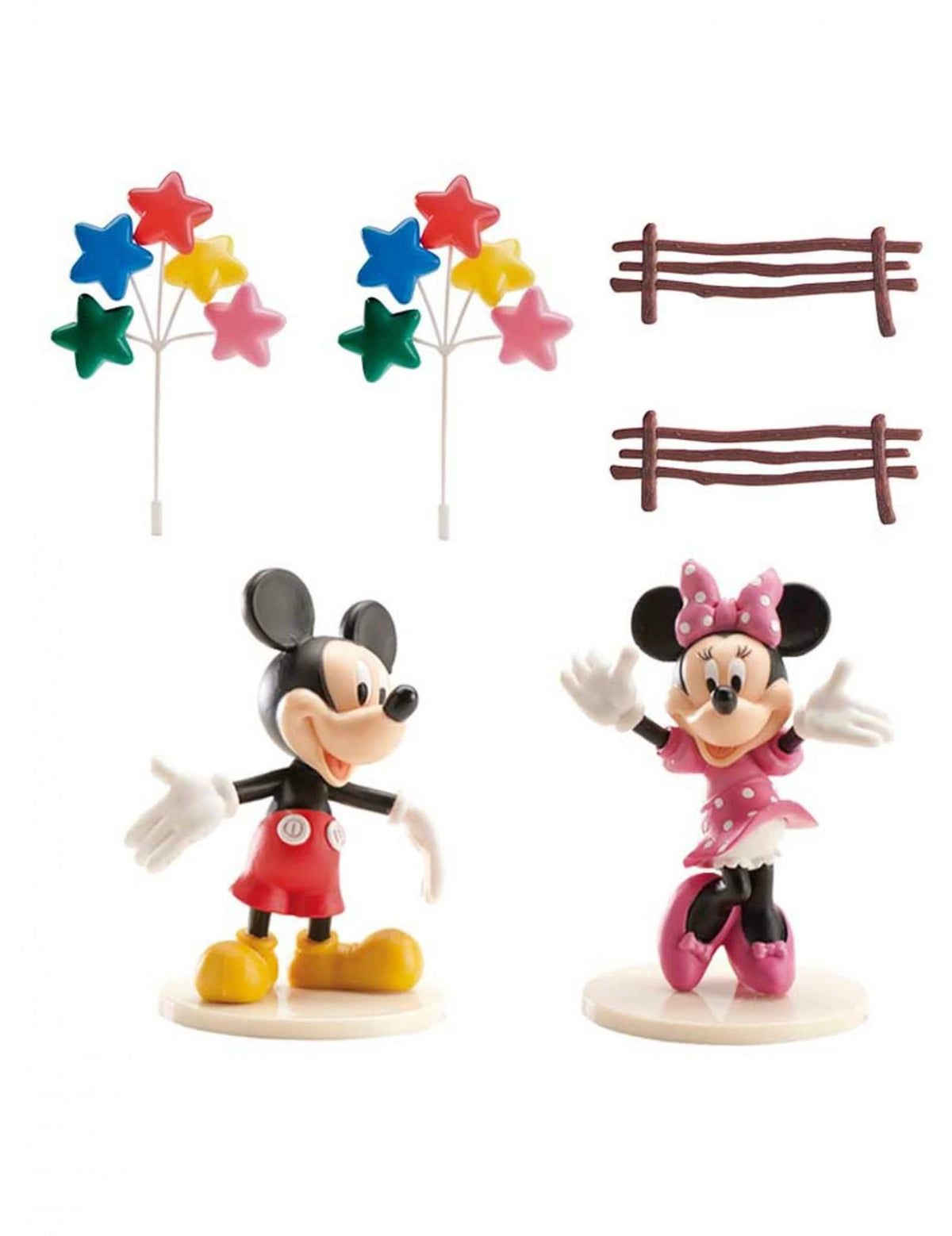 Kit de decorațiuni de tort Mickey Mouse și Minnie pentru copil multicolor cu figurine și picuri stele