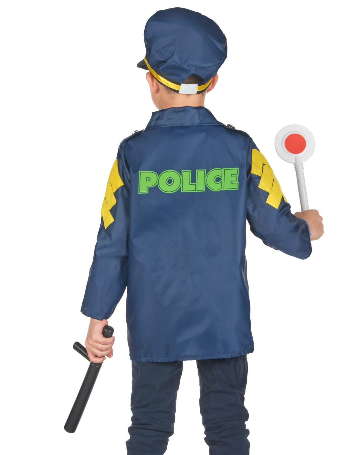 Set de costum și accesorii de polițist pentru copil albastru cu șapcă și baston