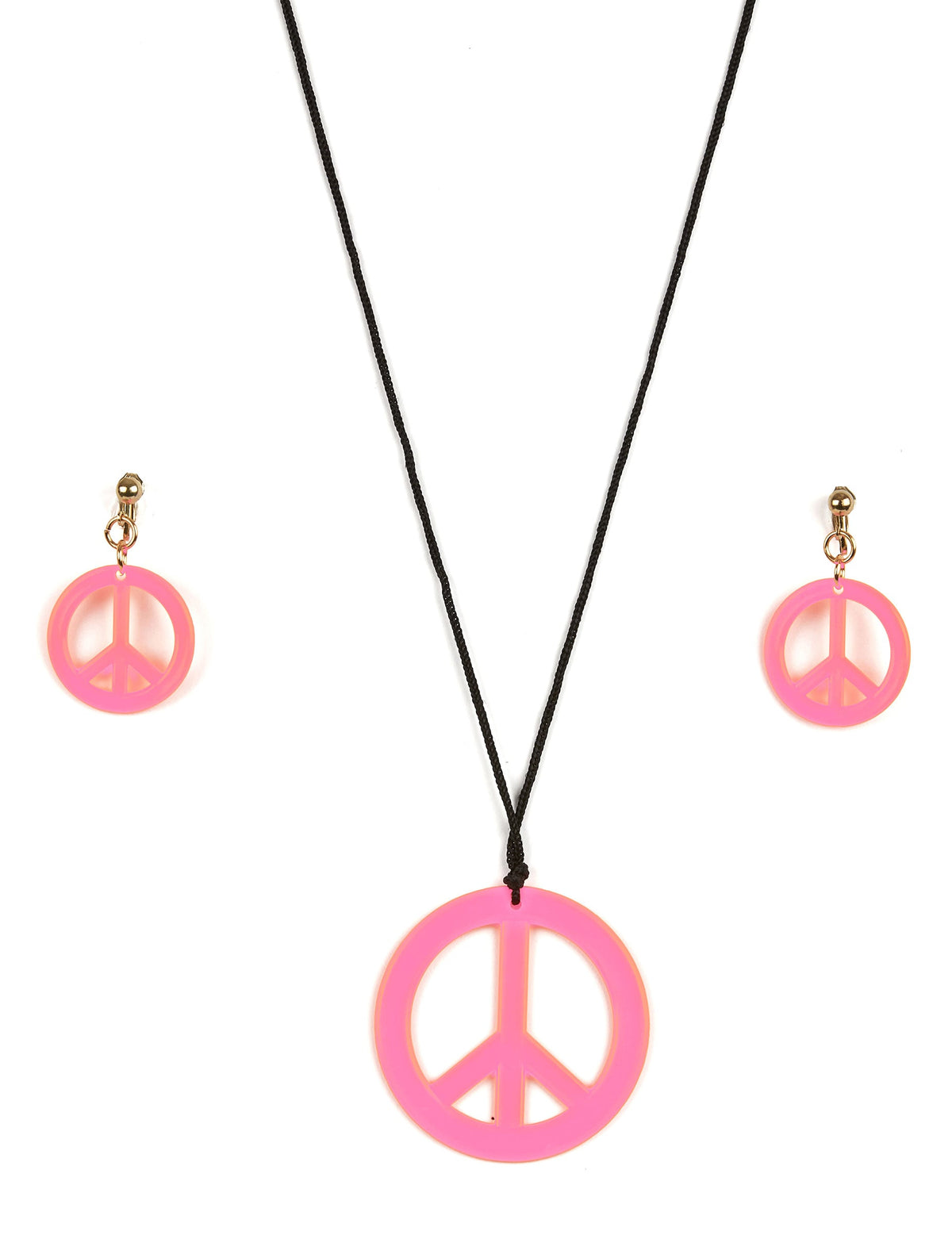 Kit hippie pentru adult roz cu colier și urechi peace and love